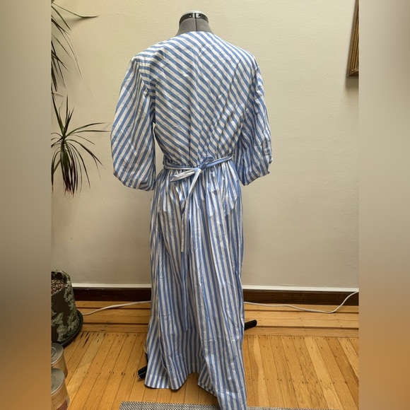 STAUD Blue and White Striped Long Sleeve Dress - Picture 3 of 6
